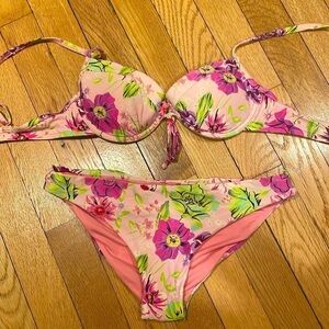 Victoria’s Secret Bikini Bathing Suit Pink Floral Two Piece - XS